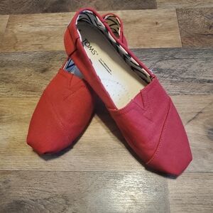 TOMS Vibrant Red Canvas Slip-Ons